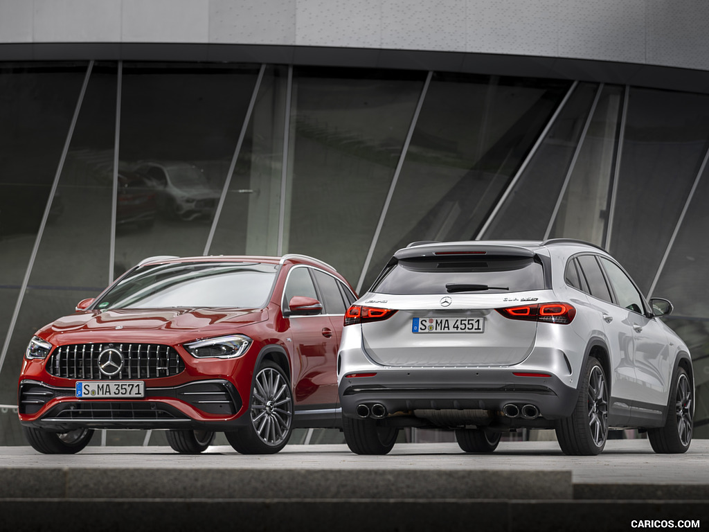 2021 Mercedes-AMG GLA 35 4MATIC (Color: Designo Patagonia Red Metallic) and GLA 45 S