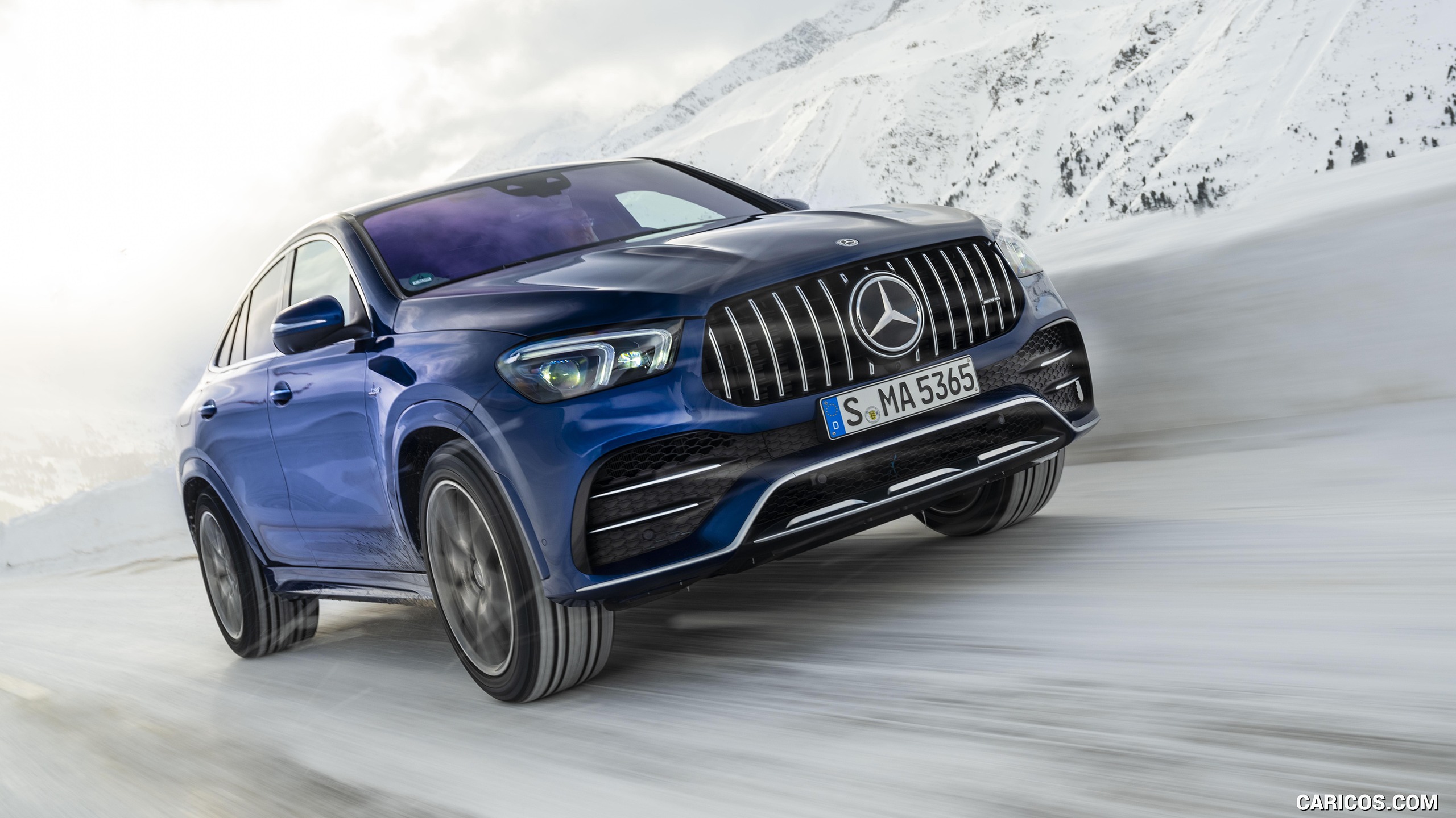 2021 Mercedes-AMG GLE 53 4MATIC Coupe (Color: Brilliant Blue Metallic) - Front Three-Quarter, #39 of 178