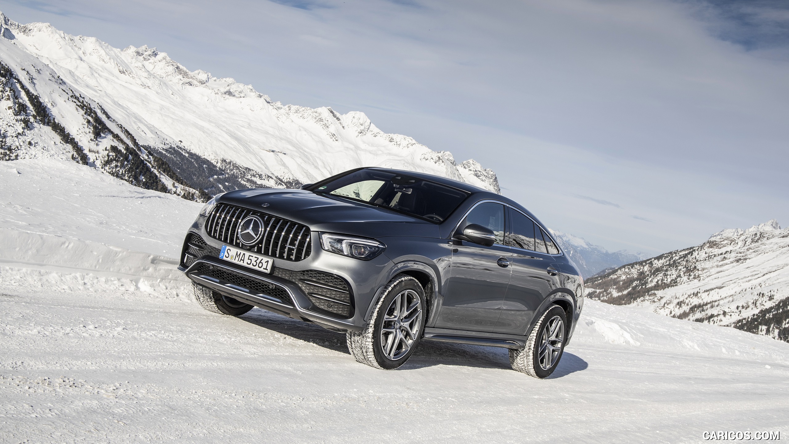 2021 Mercedes-AMG GLE 53 4MATIC Coupe (Color: Selenite Gray Metallic) - Front Three-Quarter, #63 of 178