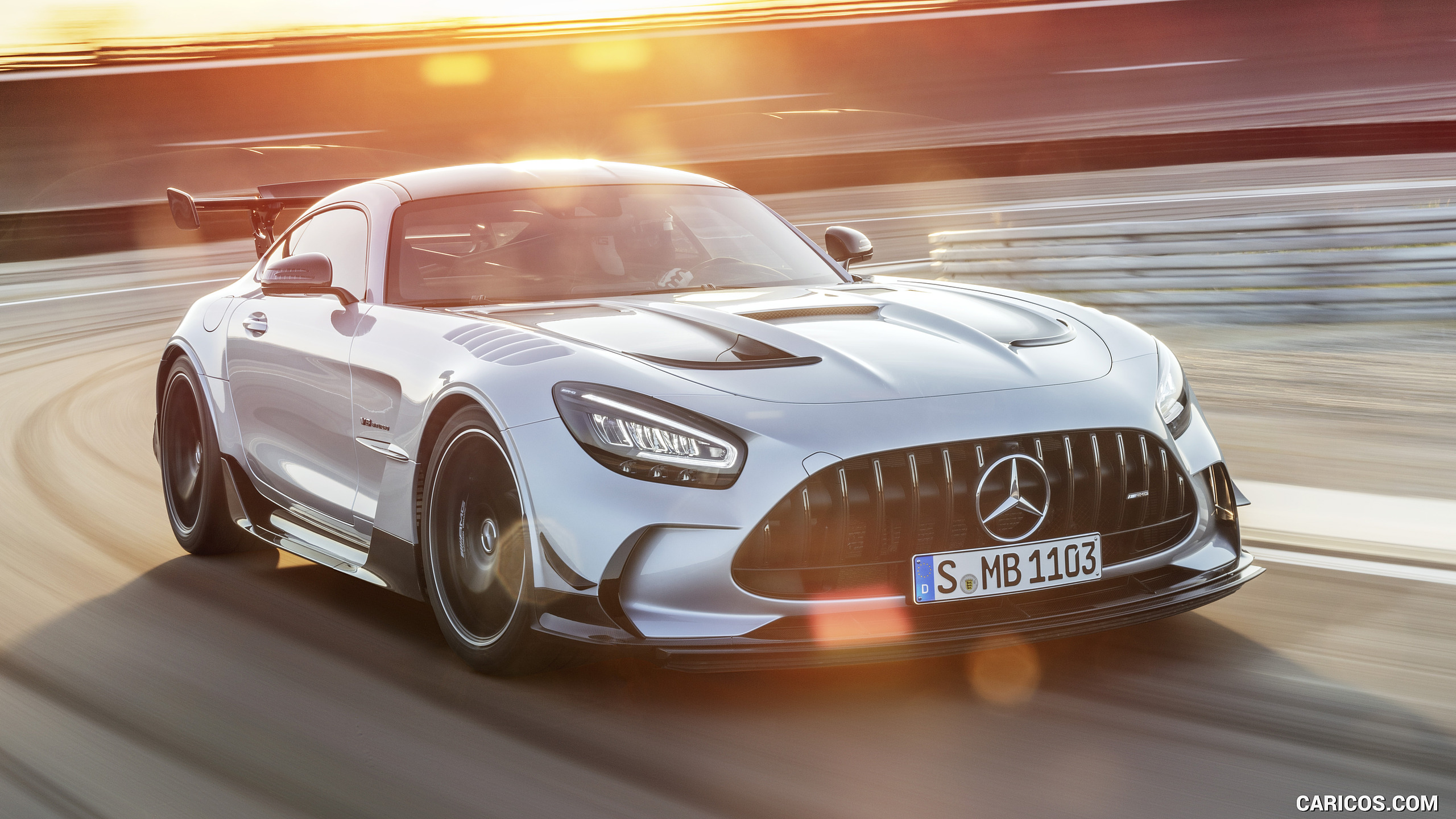 2021 Mercedes-AMG GT Black Series (Color: High Tech Silver) - Front Three-Quarter, #1 of 215
