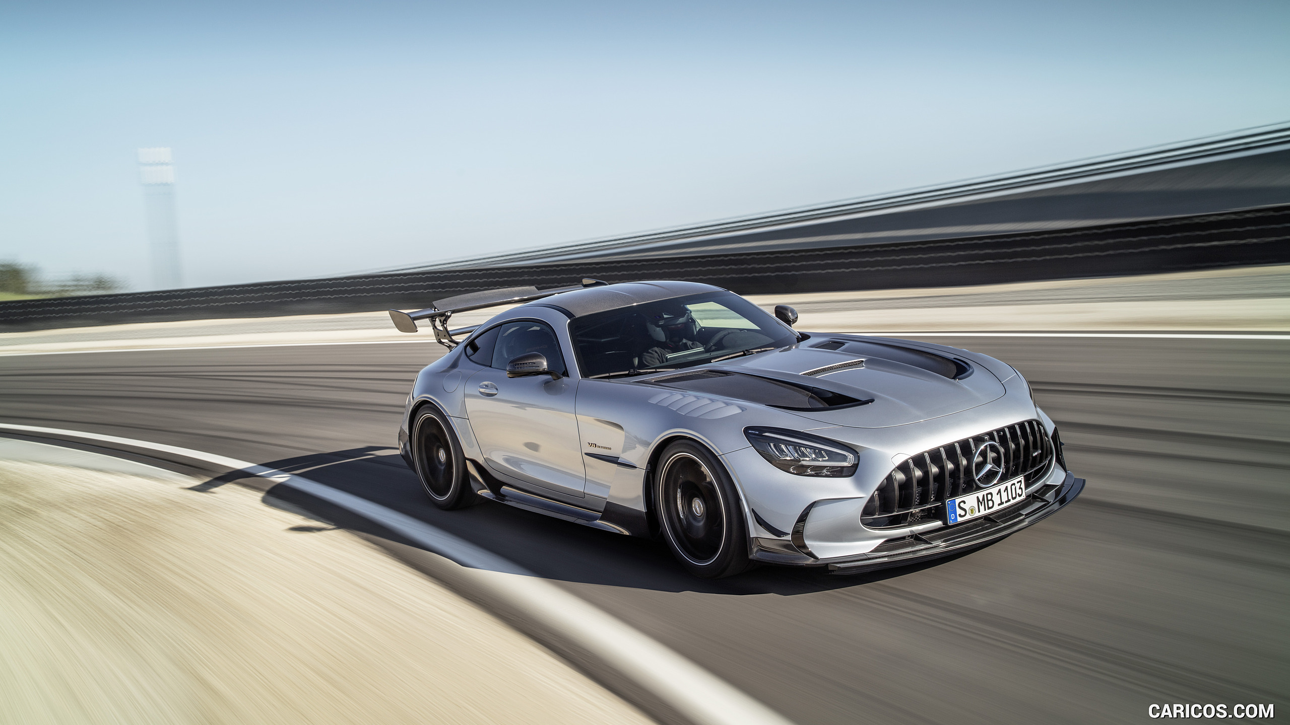 2021 Mercedes-AMG GT Black Series (Color: High Tech Silver) - Front Three-Quarter, #9 of 215