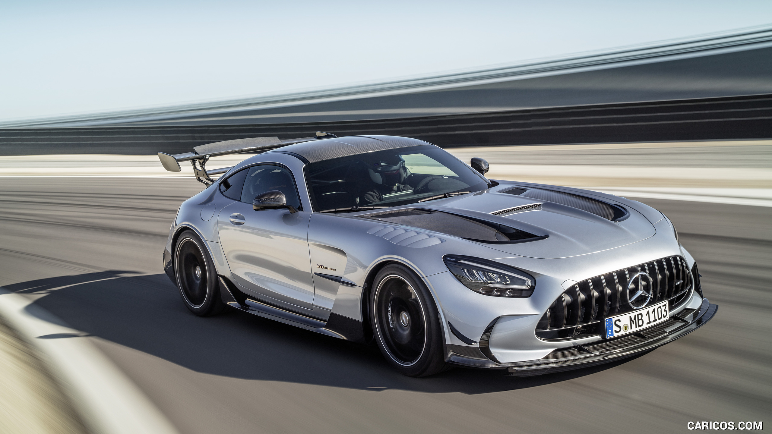 2021 Mercedes-AMG GT Black Series (Color: High Tech Silver) - Front Three-Quarter, #10 of 215