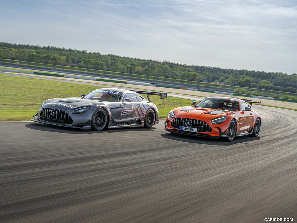 2021 Mercedes-AMG GT Black Series (Color: Magma Beam) and AMG GT3 Racing Car