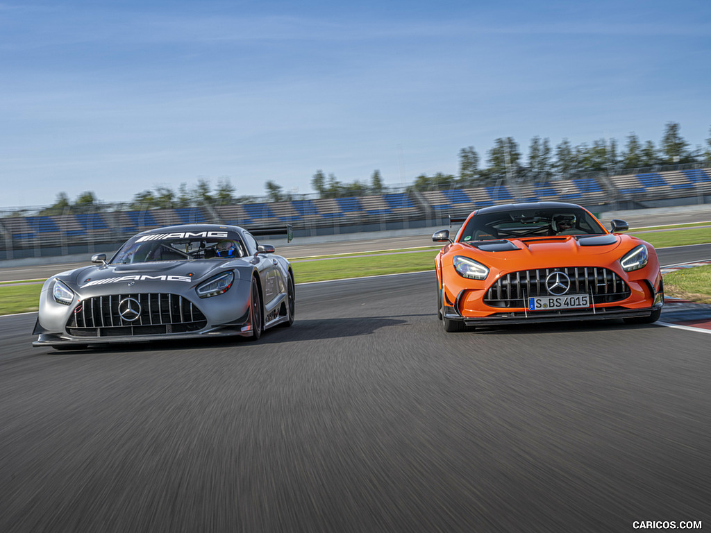 2021 Mercedes-AMG GT Black Series (Color: Magma Beam) and AMG GT3 Racing Car