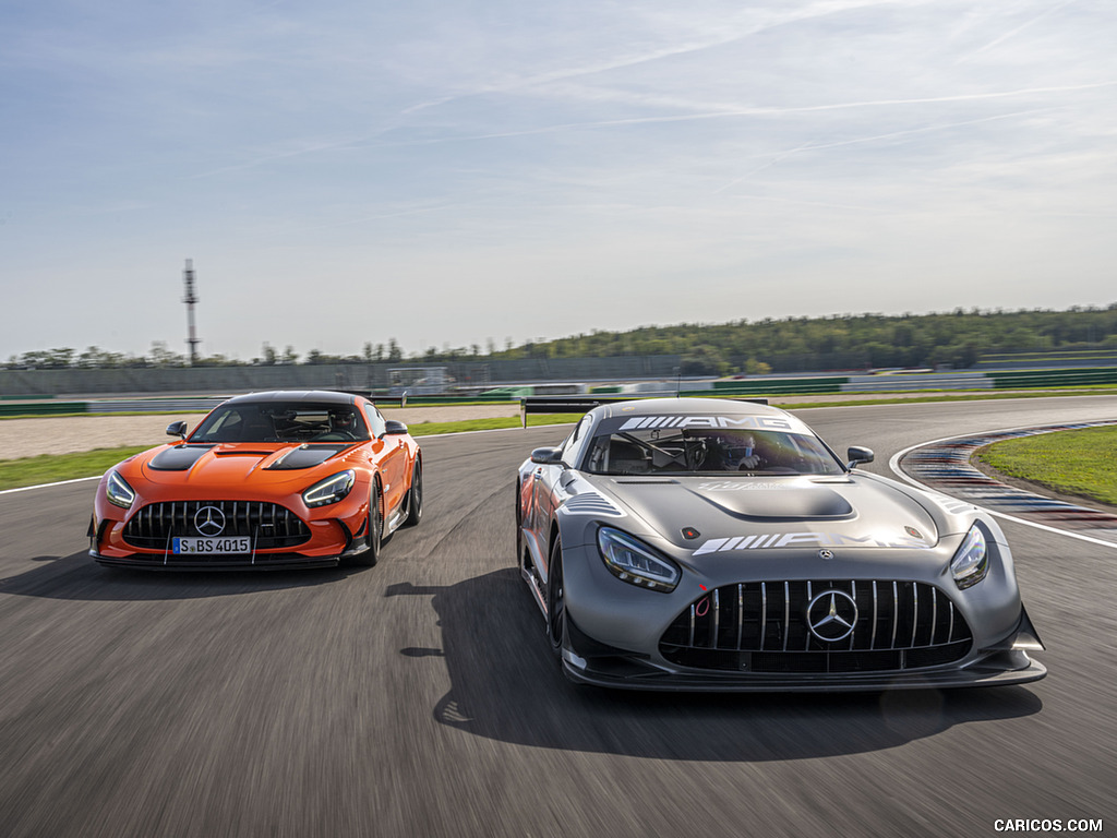 2021 Mercedes-AMG GT Black Series (Color: Magma Beam) and AMG GT3 Racing Car