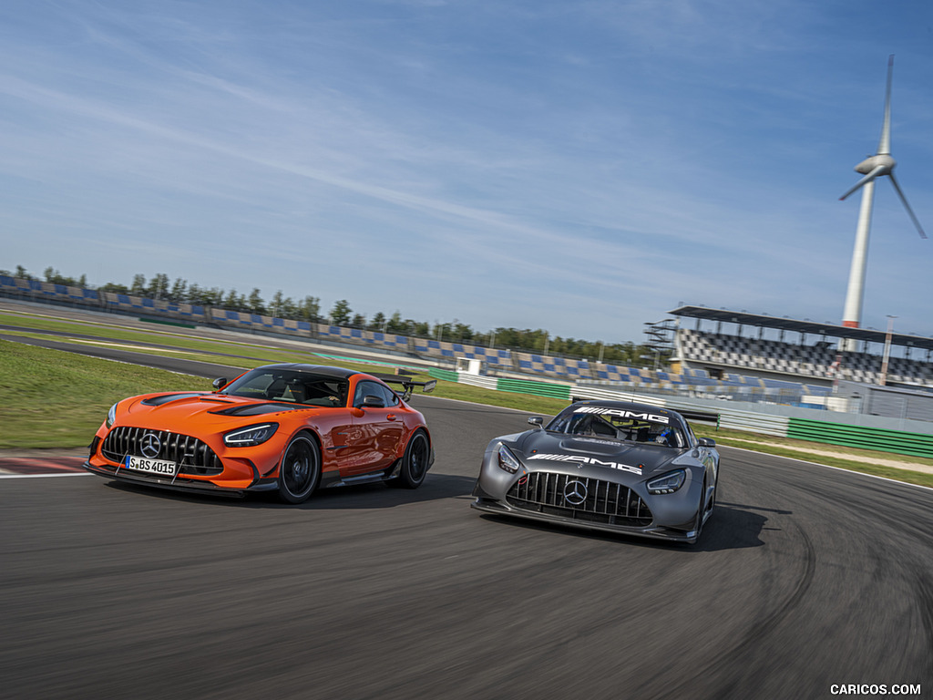 2021 Mercedes-AMG GT Black Series (Color: Magma Beam) and AMG GT3 Racing Car