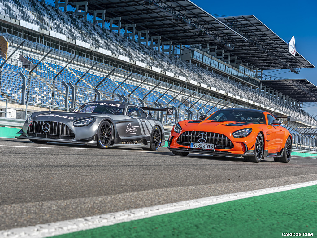 2021 Mercedes-AMG GT Black Series (Color: Magma Beam) and AMG GT3 Racing Car