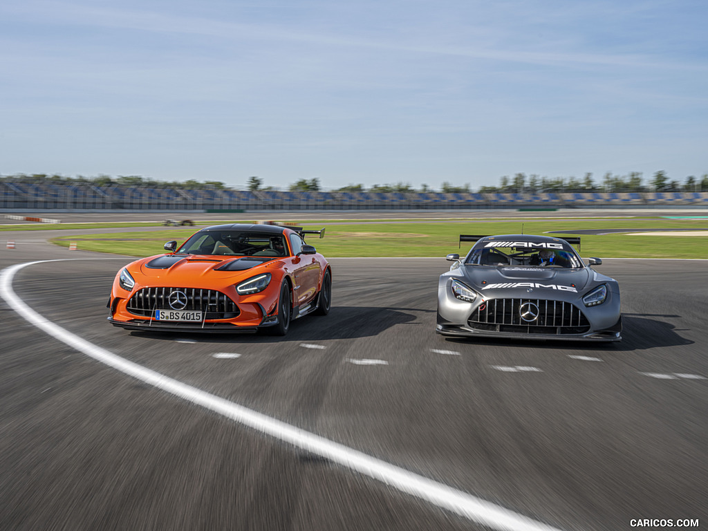 2021 Mercedes-AMG GT Black Series (Color: Magma Beam) and AMG GT3 Racing Car