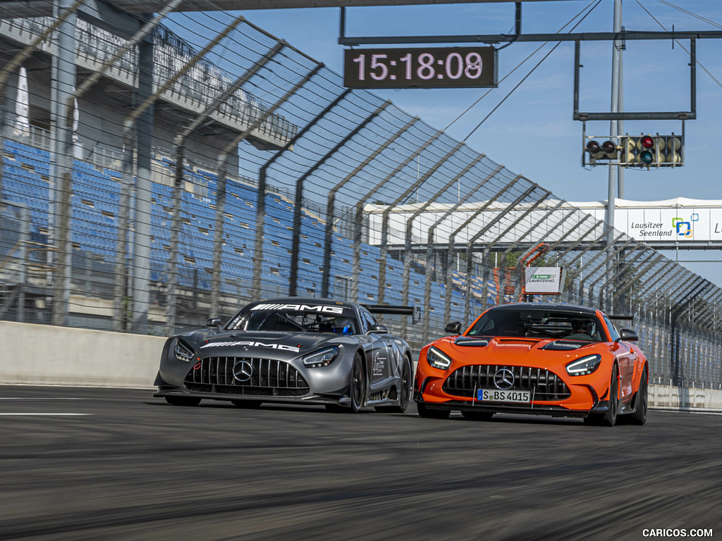 2021 Mercedes-AMG GT Black Series (Color: Magma Beam) and AMG GT3 Racing Car