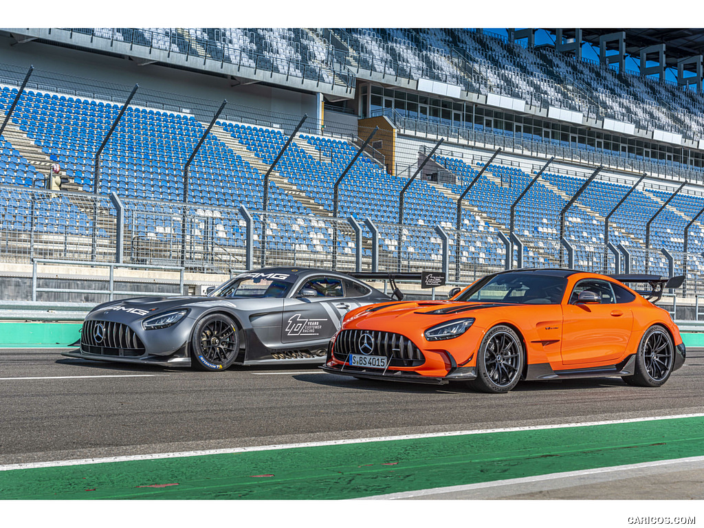 2021 Mercedes-AMG GT Black Series (Color: Magma Beam) and AMG GT3 Racing Car