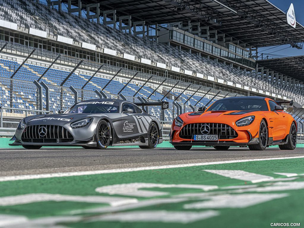 2021 Mercedes-AMG GT Black Series (Color: Magma Beam) and AMG GT3 Racing Car