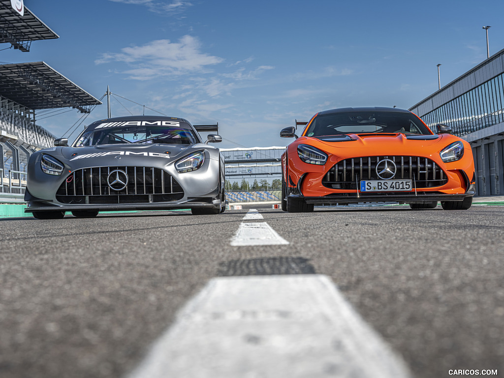 2021 Mercedes-AMG GT Black Series (Color: Magma Beam) and AMG GT3 Racing Car