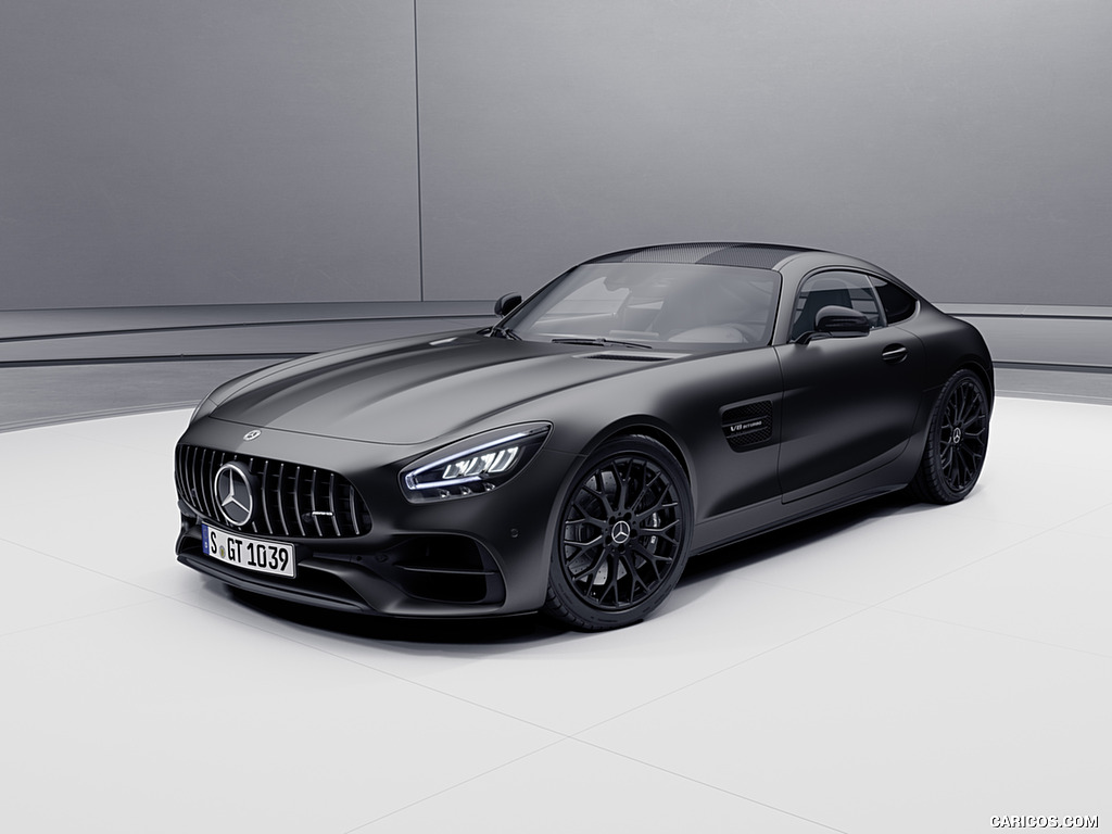 2021 Mercedes-AMG GT Coupe and Roadster Coupe Night Package (Color: Designo Graphite Grey Magno) - Front Three-Quarter