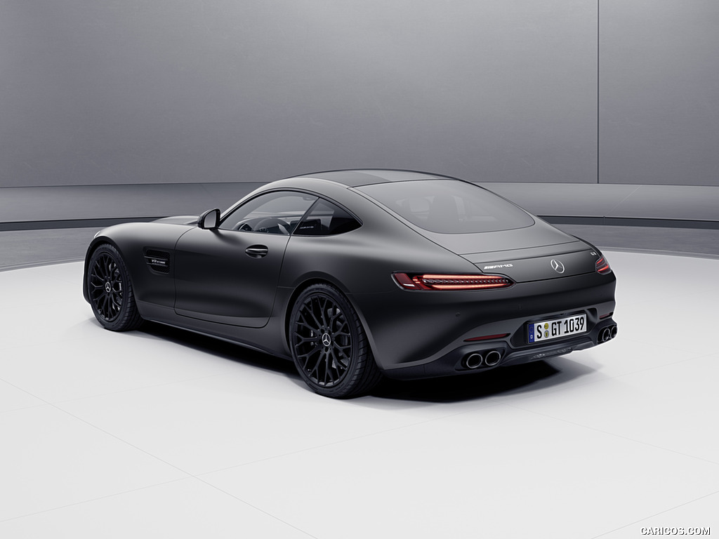 2021 Mercedes-AMG GT Coupe and Roadster Coupe Night Package (Color: Designo Graphite Grey Magno) - Rear Three-Quarter