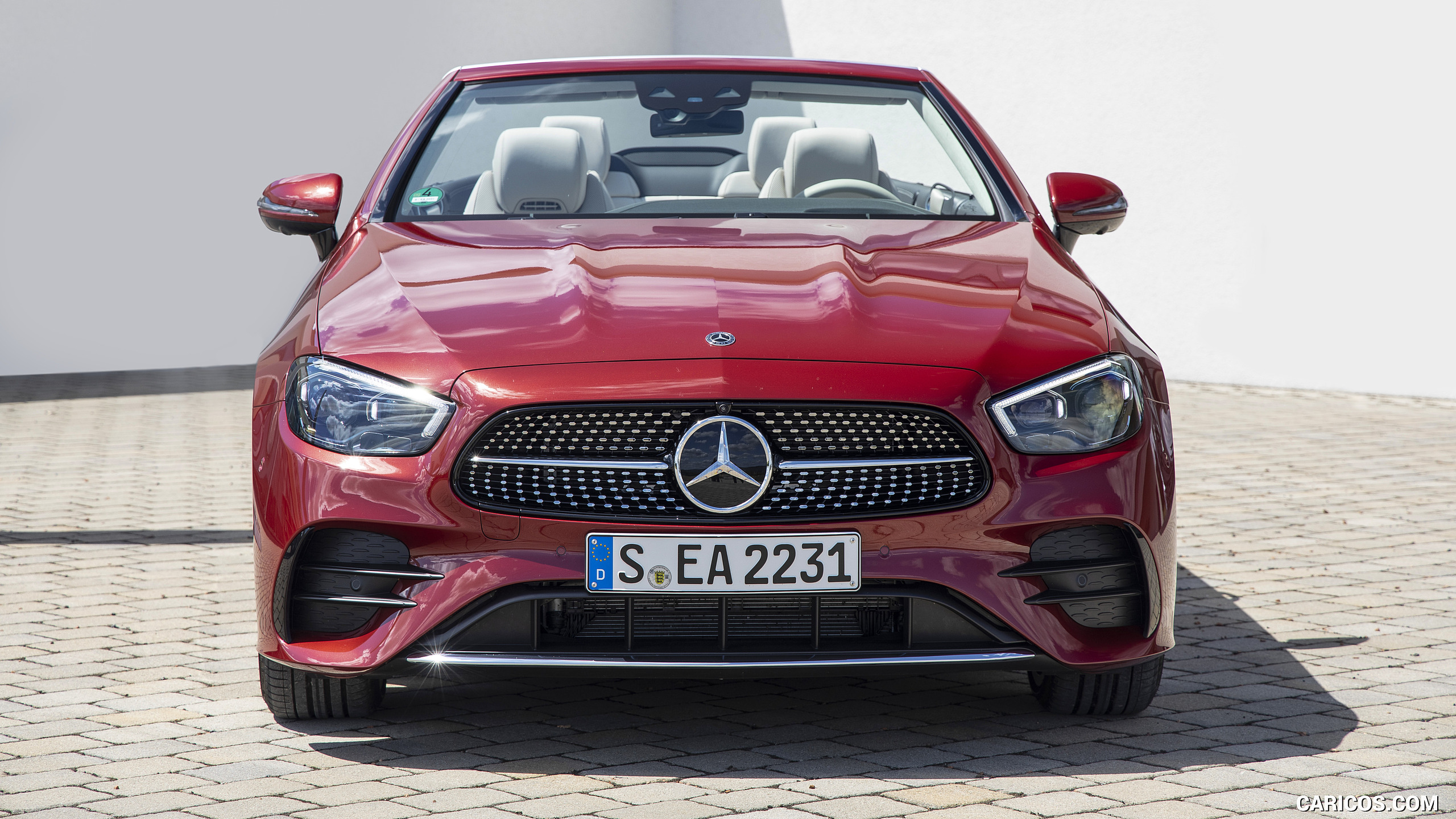 2021 Mercedes-Benz E 450 4MATIC Cabriolet (Color: Patagonia Red) - Front, #45 of 55