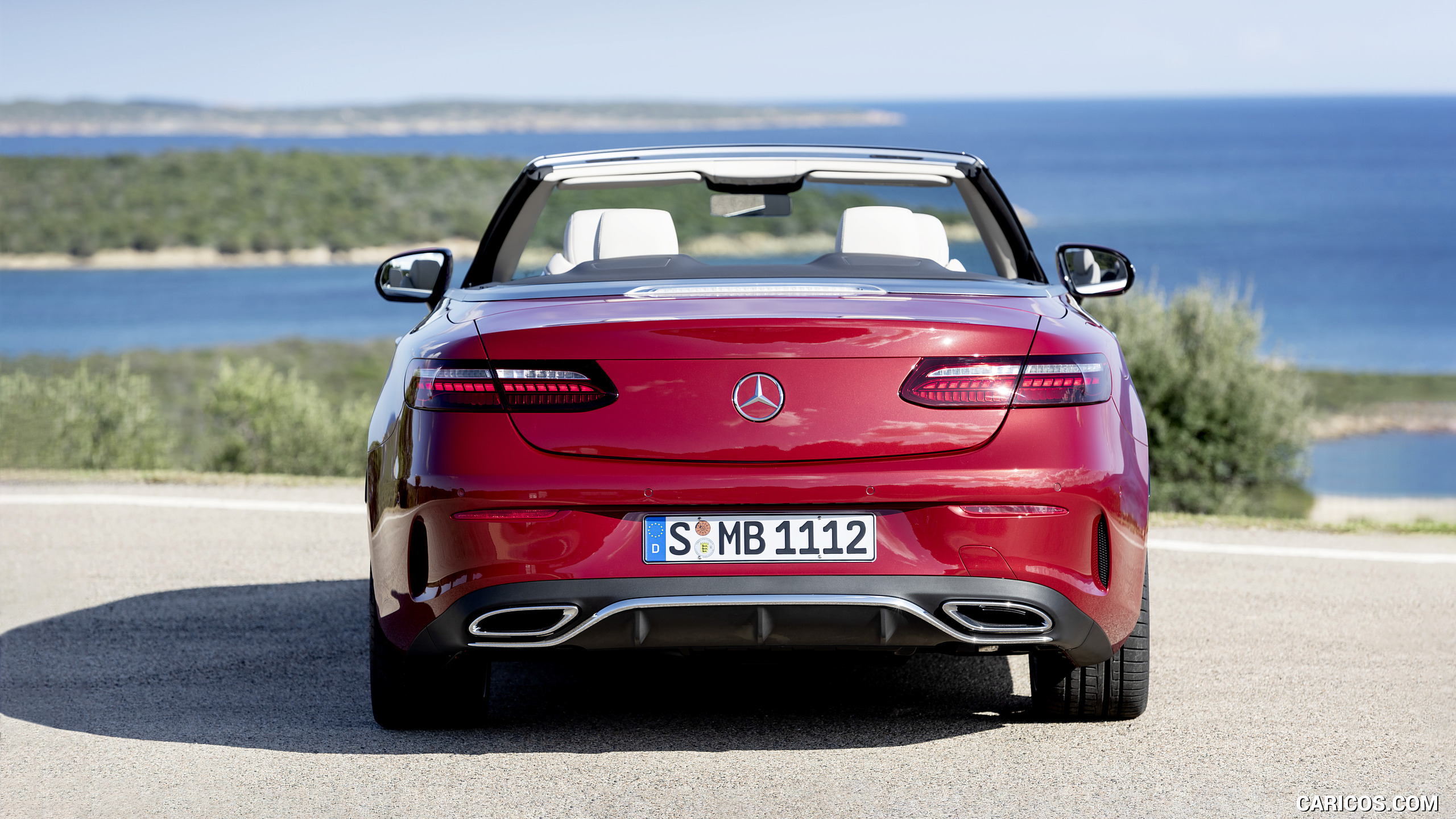 2021 Mercedes-Benz E 450 4MATIC Cabriolet AMG Line (Color: Designo Hyacinth Red Metallic) - Rear, #24 of 55