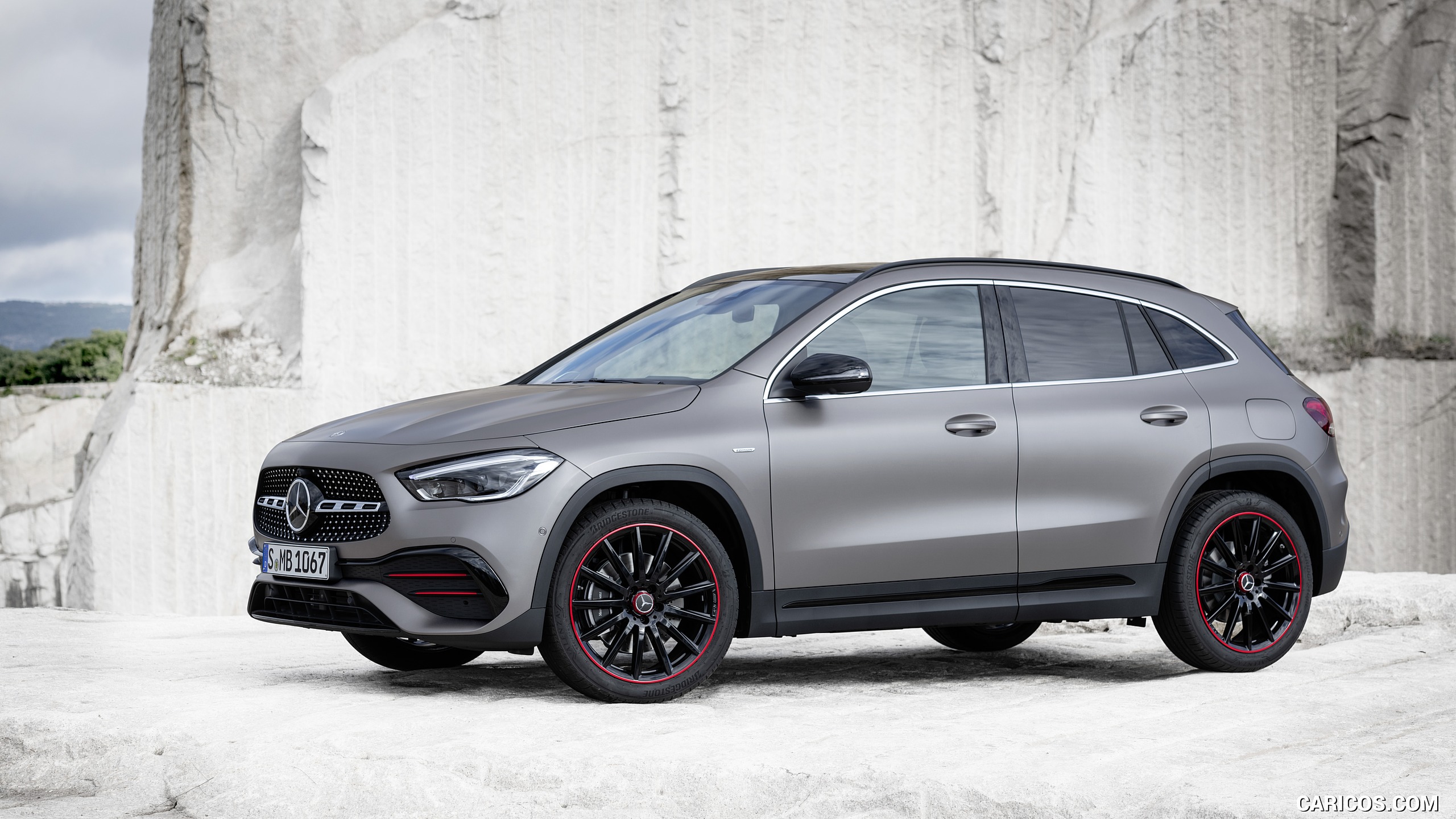 2021 Mercedes-Benz GLA Edition1 AMG Line (Color: Mountain Grey MAGNO) - Front Three-Quarter, #17 of 280