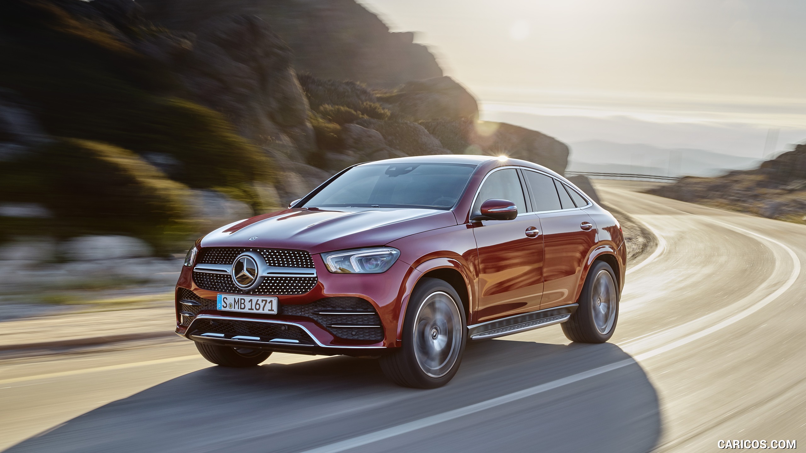 2021 Mercedes-Benz GLE Coupe (Color: Designo Hyacinth Red Metallic) - Front Three-Quarter, #1 of 62