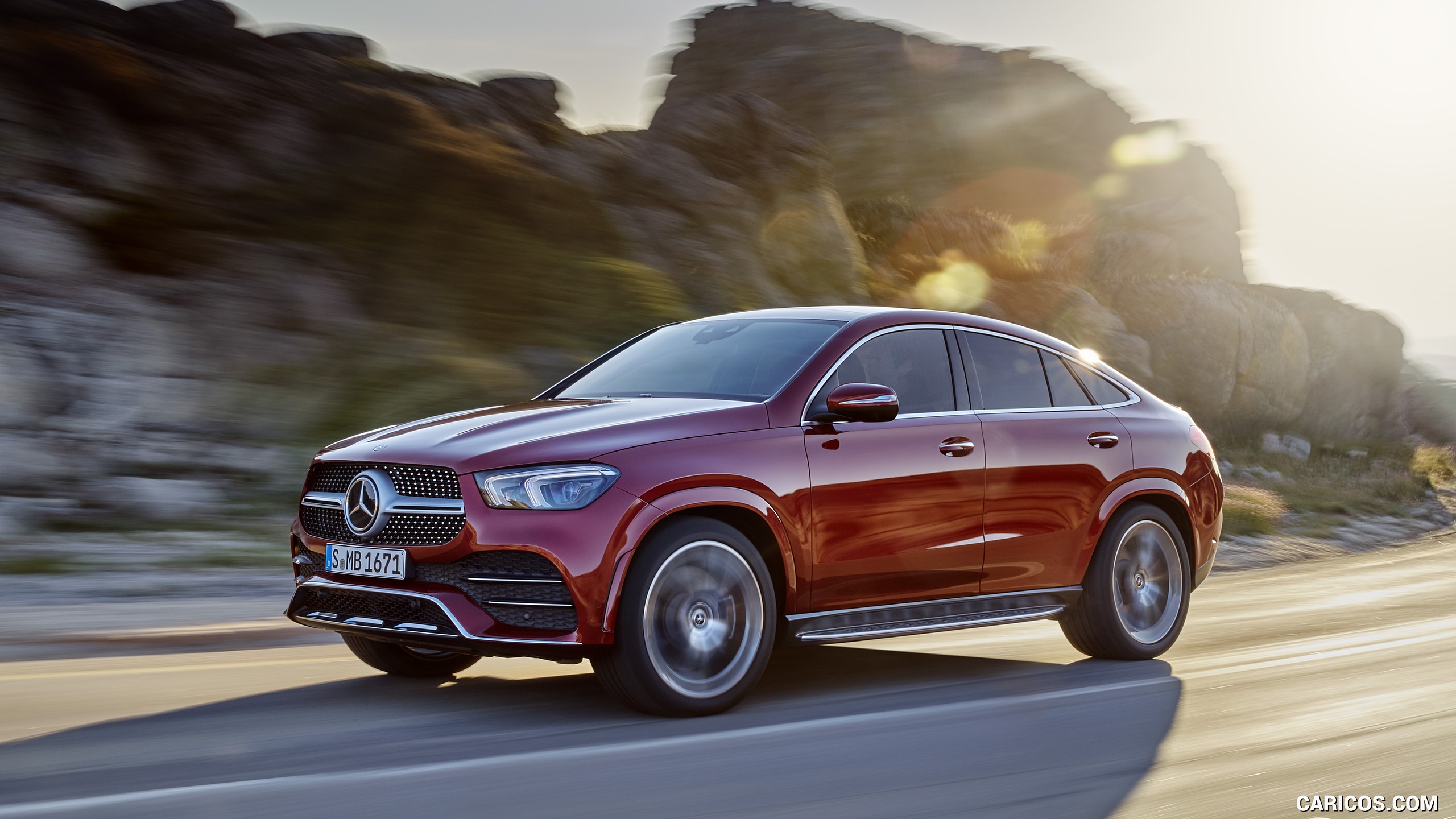 2021 Mercedes-Benz GLE Coupe (Color: Designo Hyacinth Red Metallic) - Front Three-Quarter, #3 of 62