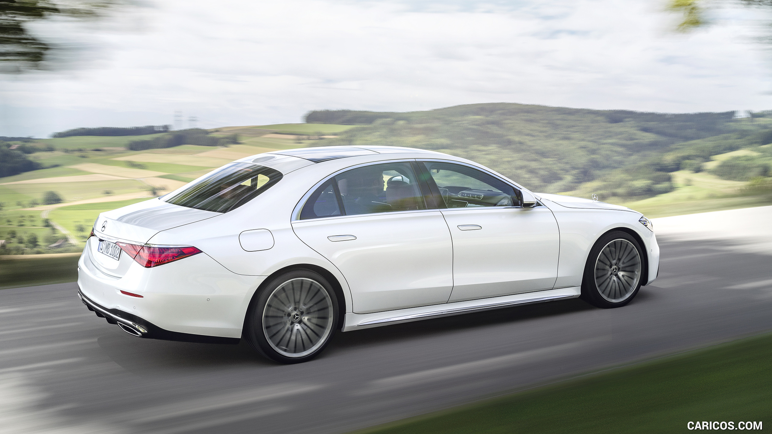 2021 Mercedes-Benz S-Class (Color: Diamond White) - Rear Three-Quarter ...