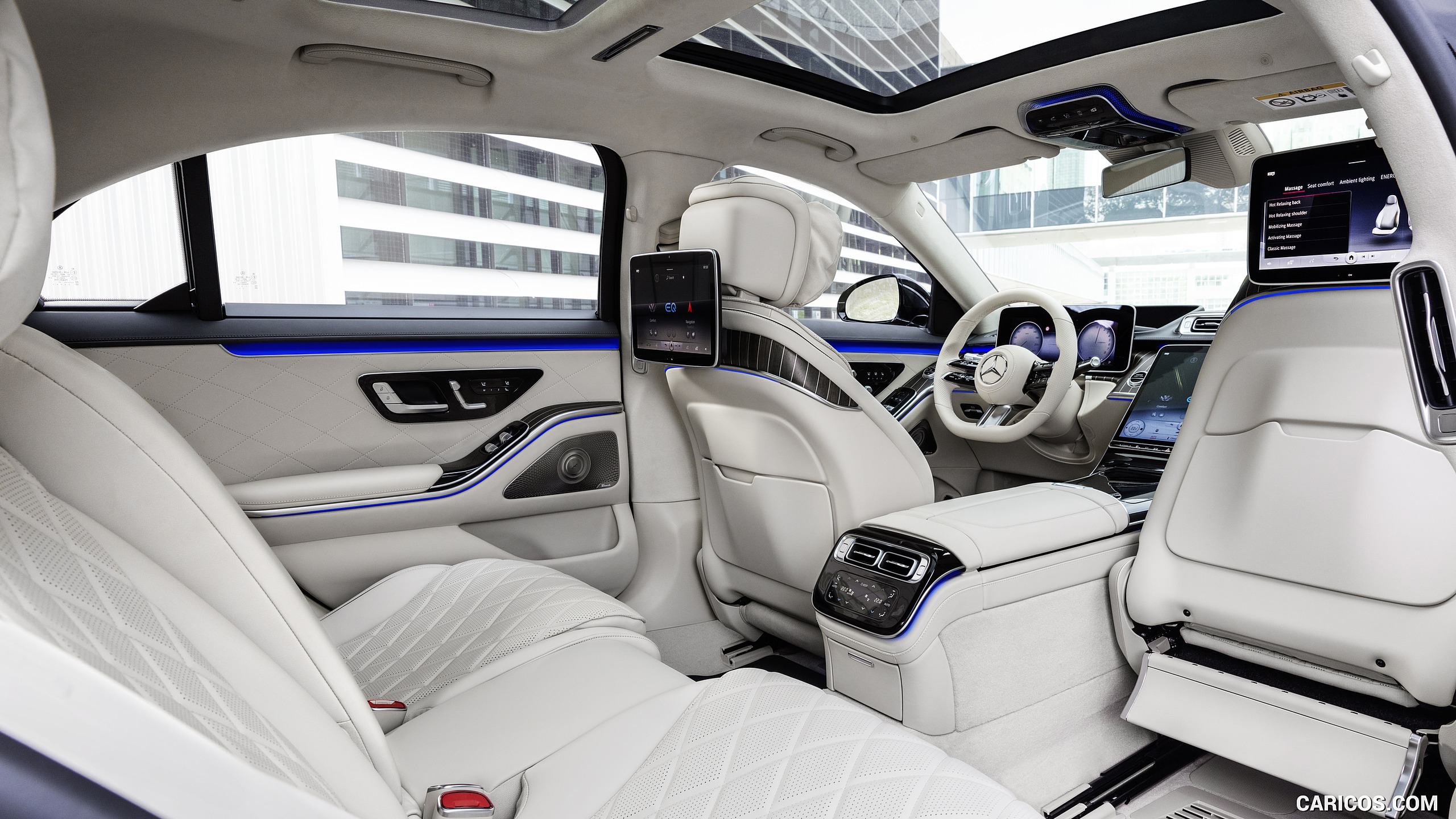 2021 Mercedes-Benz S-Class Plug-In Hybrid (Color: Leather Nappa Macchiato Beige/Magma Grey) - Interior, Rear Seats, #177 of 316