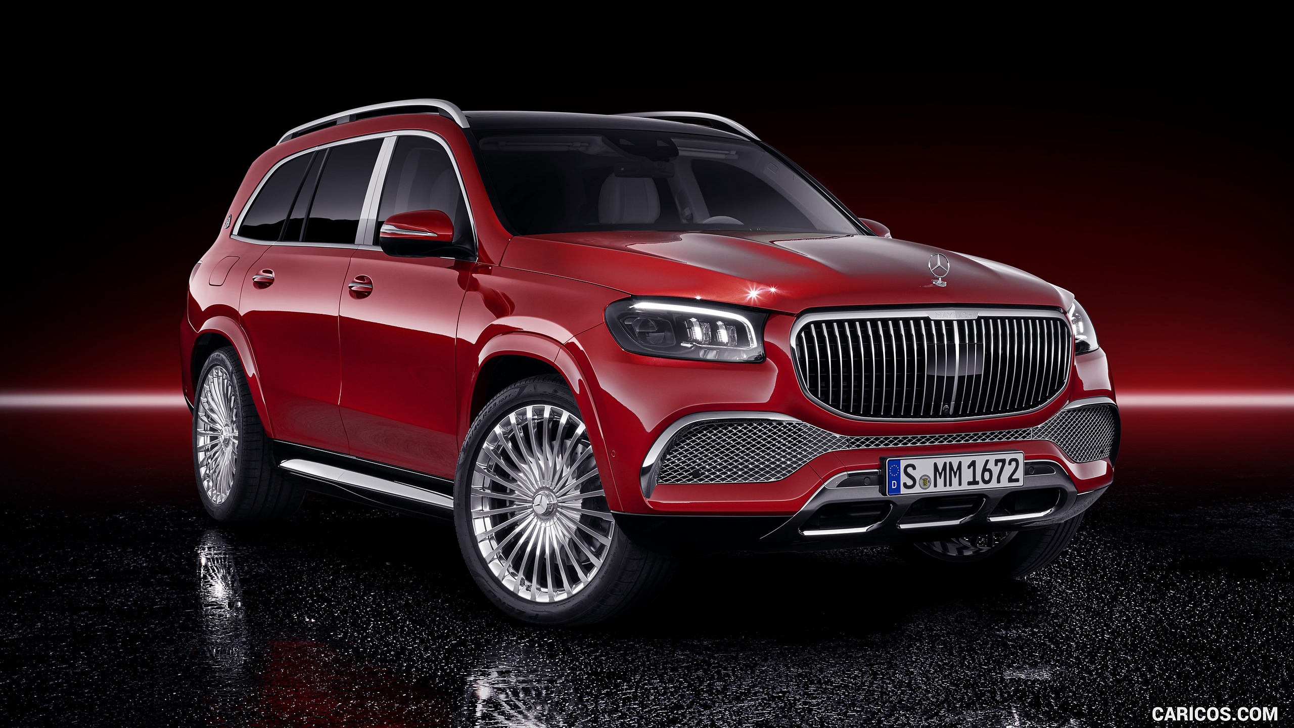 2021 Mercedes-Maybach GLS 600 (Color: Designo Hyacinth Red Metallic) - Front Three-Quarter, #52 of 297