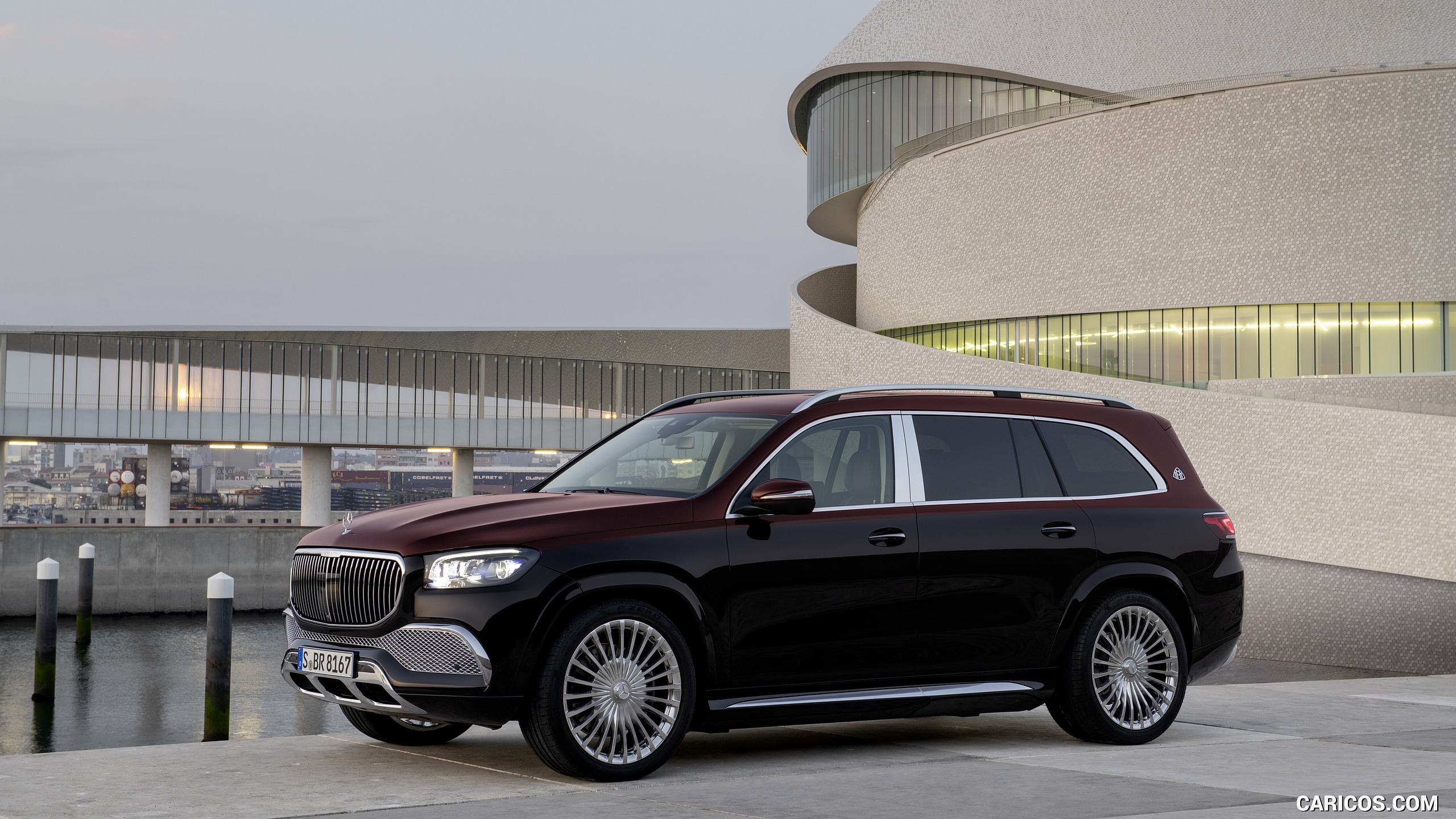 2021 Mercedes-Maybach GLS 600 (Color: Rubellite Red / Obsidian Black) - Front Three-Quarter, #12 of 297