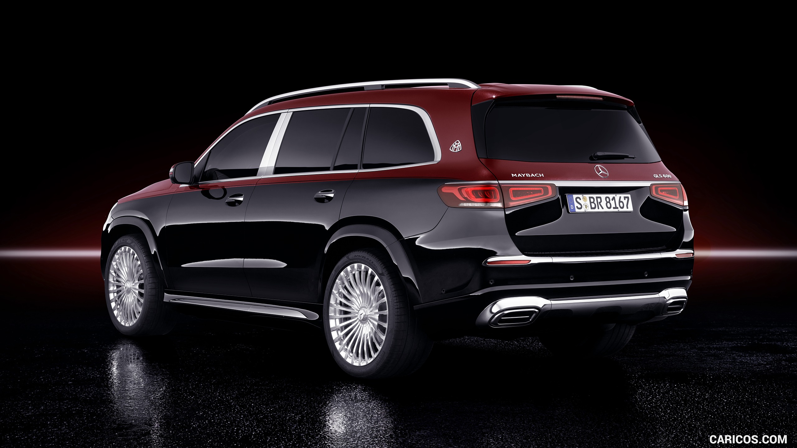 2021 Mercedes-Maybach GLS 600 (Color: Rubellite Red / Obsidian Black) - Rear Three-Quarter, #38 of 297