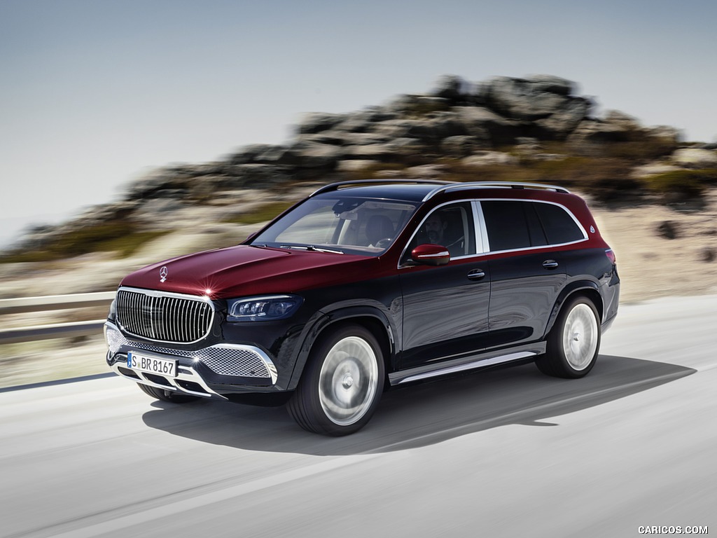 2021 Mercedes-Maybach GLS 600 (Color: Rubellite Red / Obsidian Black) - Front Three-Quarter