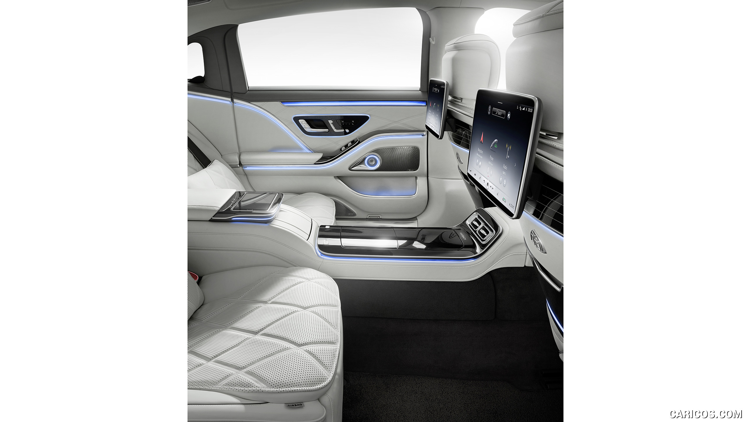 2021 Mercedes-Maybach S-Class (Color: Designo Crystal White / Silver Grey Pearl) - Interior, Rear Seats, #118 of 157