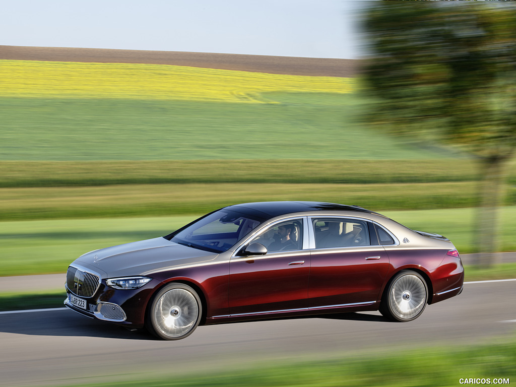 2021 Mercedes-Maybach S-Class (Color: Designo Rubellite Red / Kalahari Gold) - Front Three-Quarter