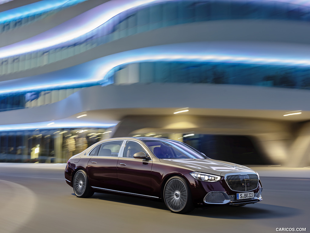 2021 Mercedes-Maybach S-Class (Color: Designo Rubellite Red / Kalahari Gold) - Front Three-Quarter