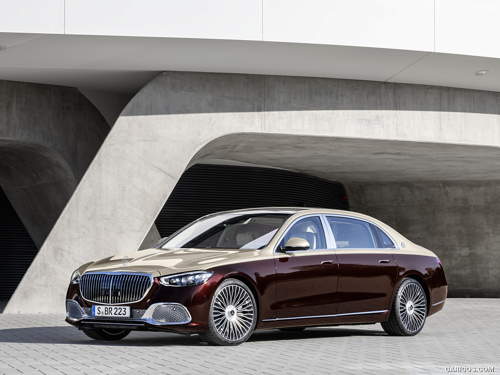 2021 Mercedes-Maybach S-Class (Color: Designo Rubellite Red / Kalahari Gold) - Front Three-Quarter