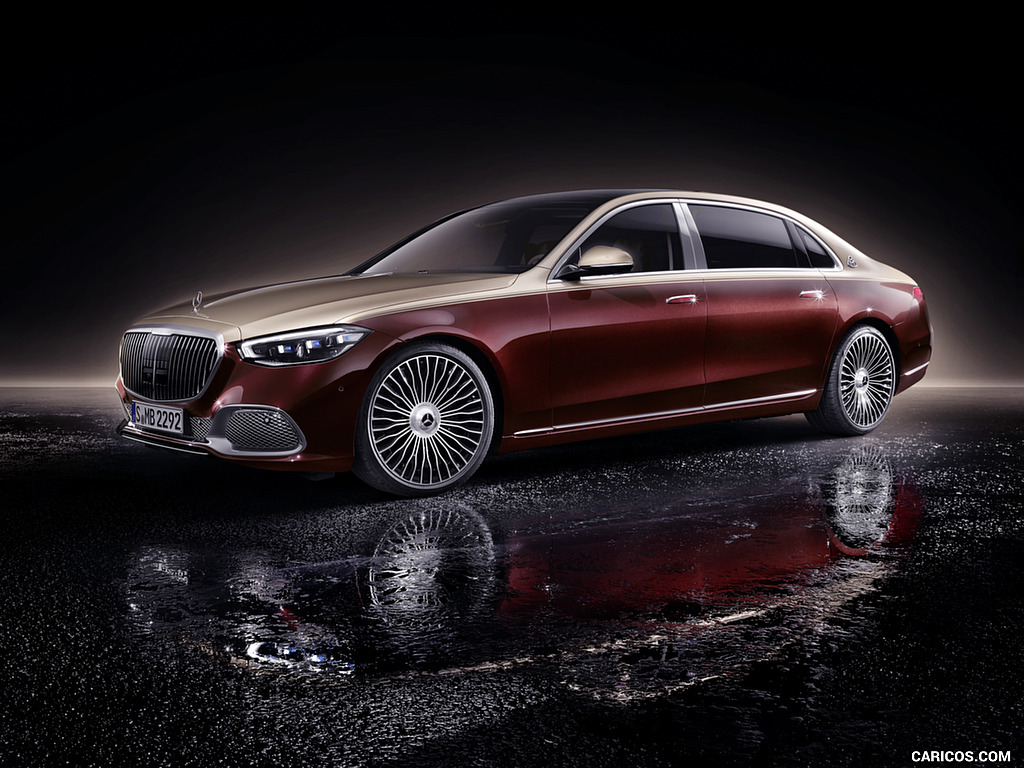 2021 Mercedes-Maybach S-Class (Color: Designo Rubellite Red / Kalahari Gold) - Front Three-Quarter