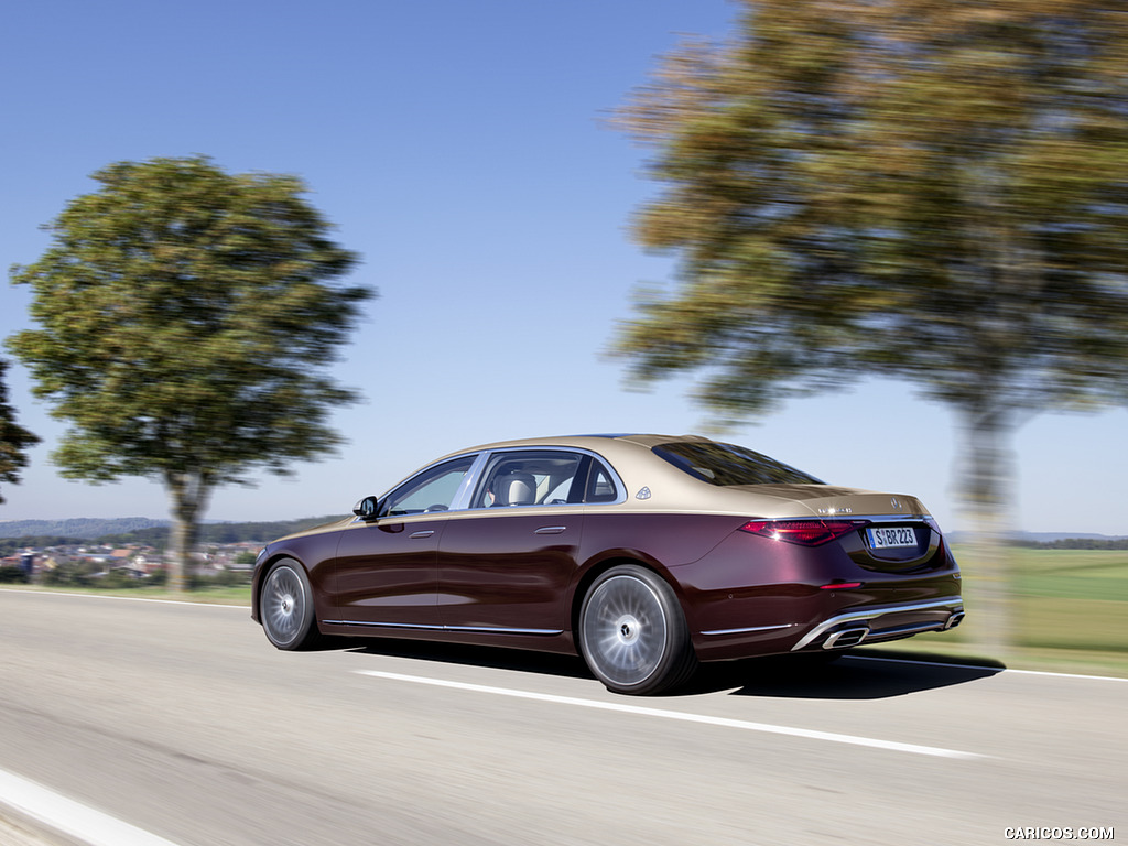 2021 Mercedes-Maybach S-Class (Color: Designo Rubellite Red / Kalahari Gold) - Rear Three-Quarter