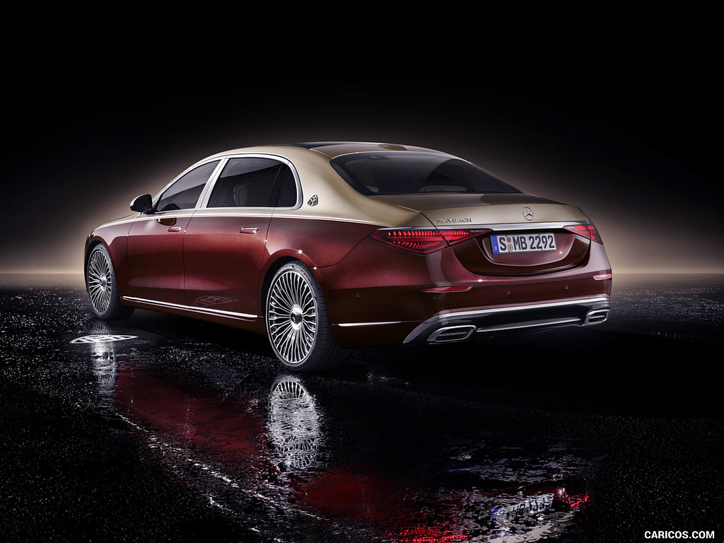 2021 Mercedes-Maybach S-Class (Color: Designo Rubellite Red / Kalahari Gold) - Rear Three-Quarter