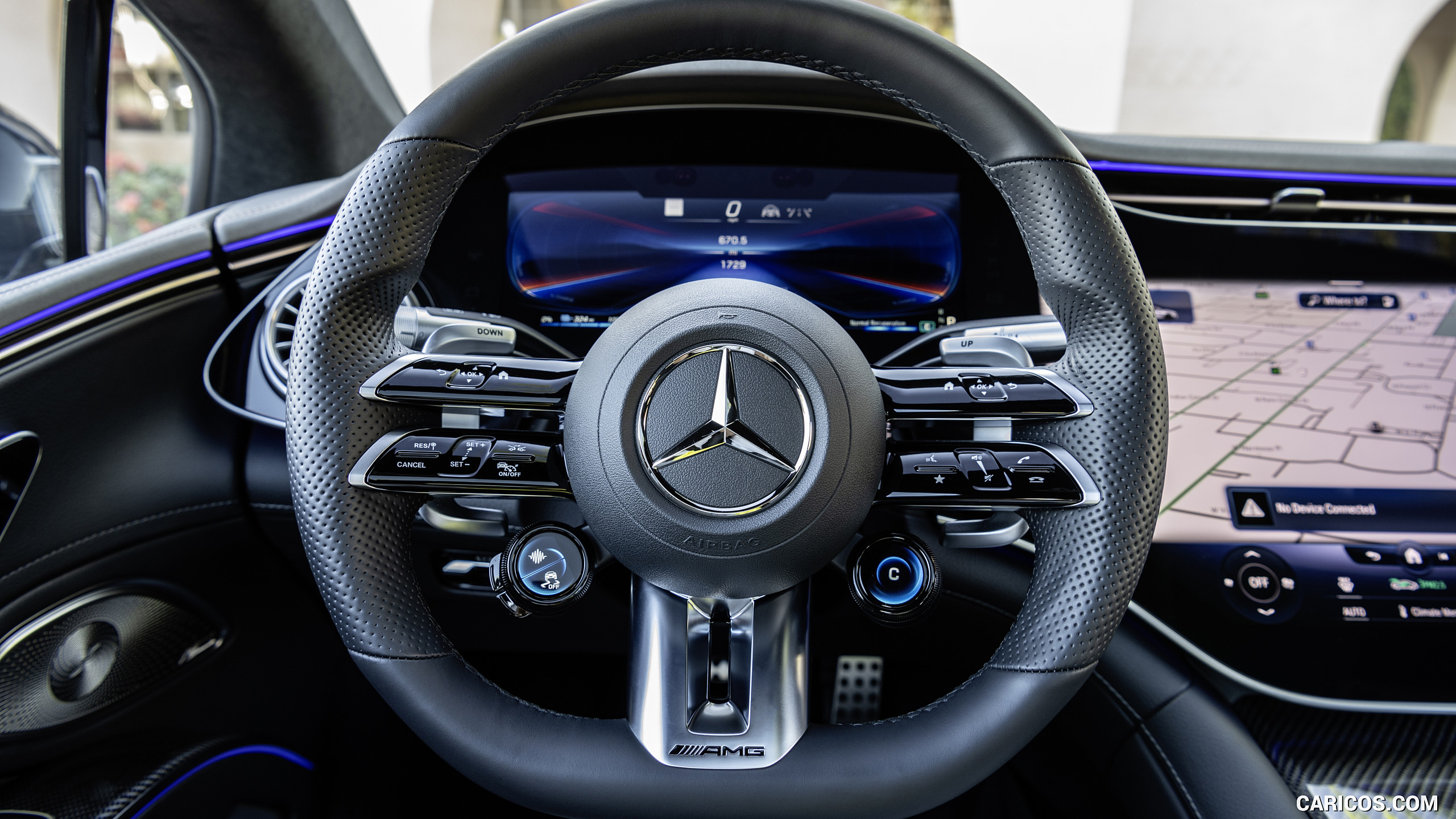 2022 Mercedes-AMG EQS 53 4MATIC+ (Color: Diamond White Bright) - Interior, Steering Wheel, #24 of 76