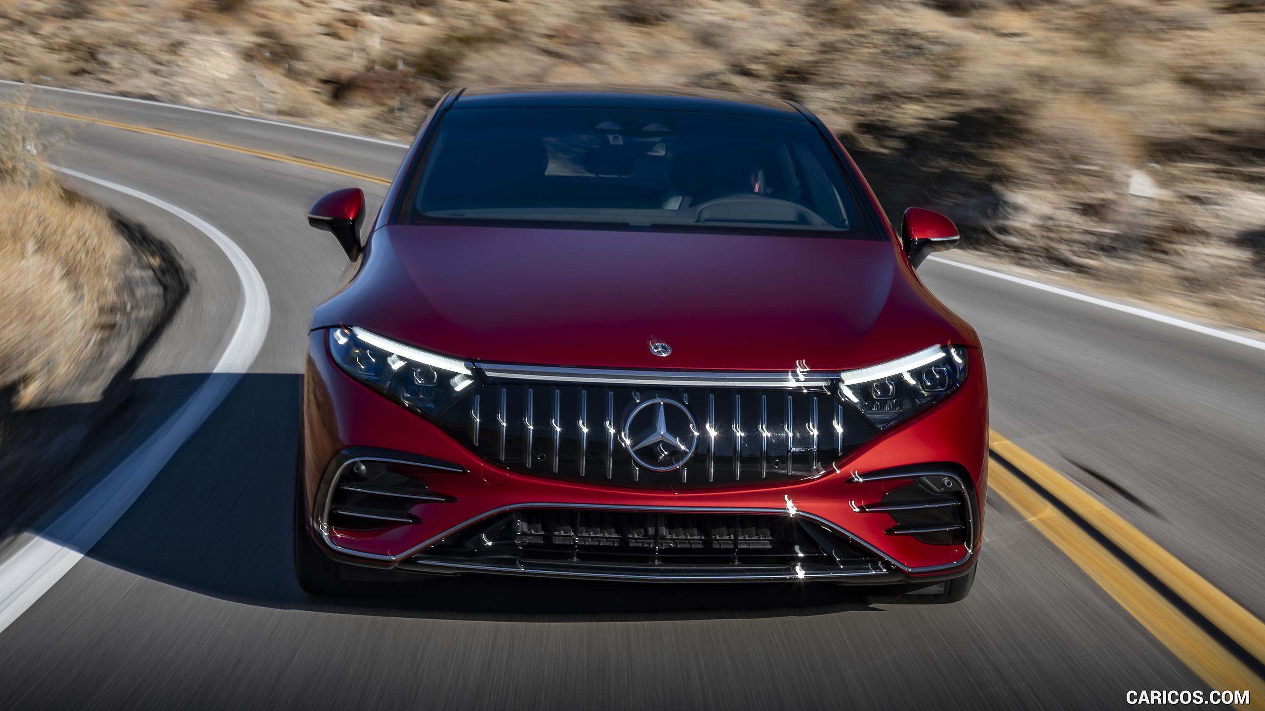 2022 Mercedes-AMG EQS 53 4MATIC+ (Color: Hyazinth Red Metallic) - Front, #32 of 76