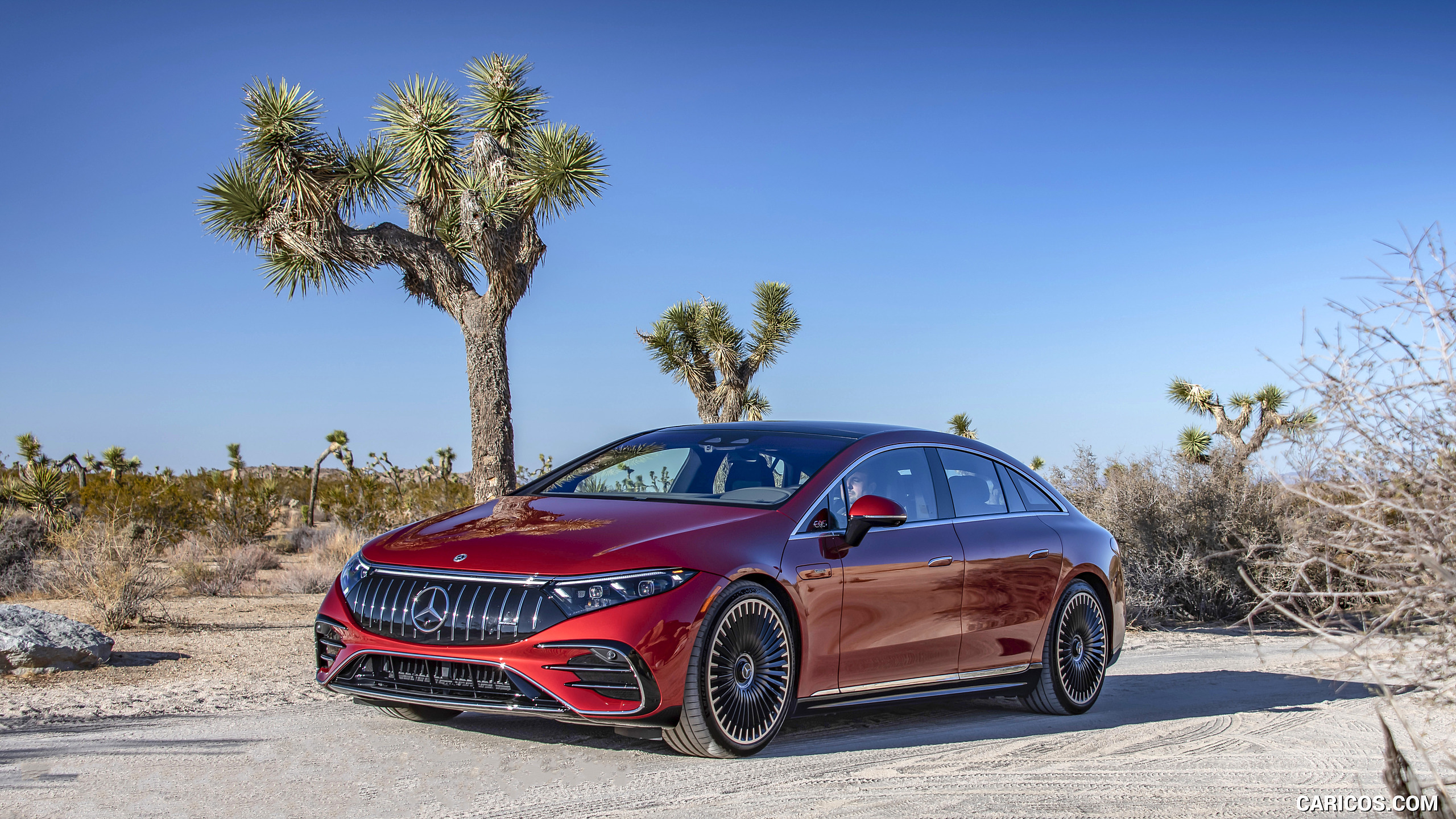 2022 Mercedes-AMG EQS 53 4MATIC+ (Color: Hyazinth Red Metallic) - Front Three-Quarter, #54 of 76