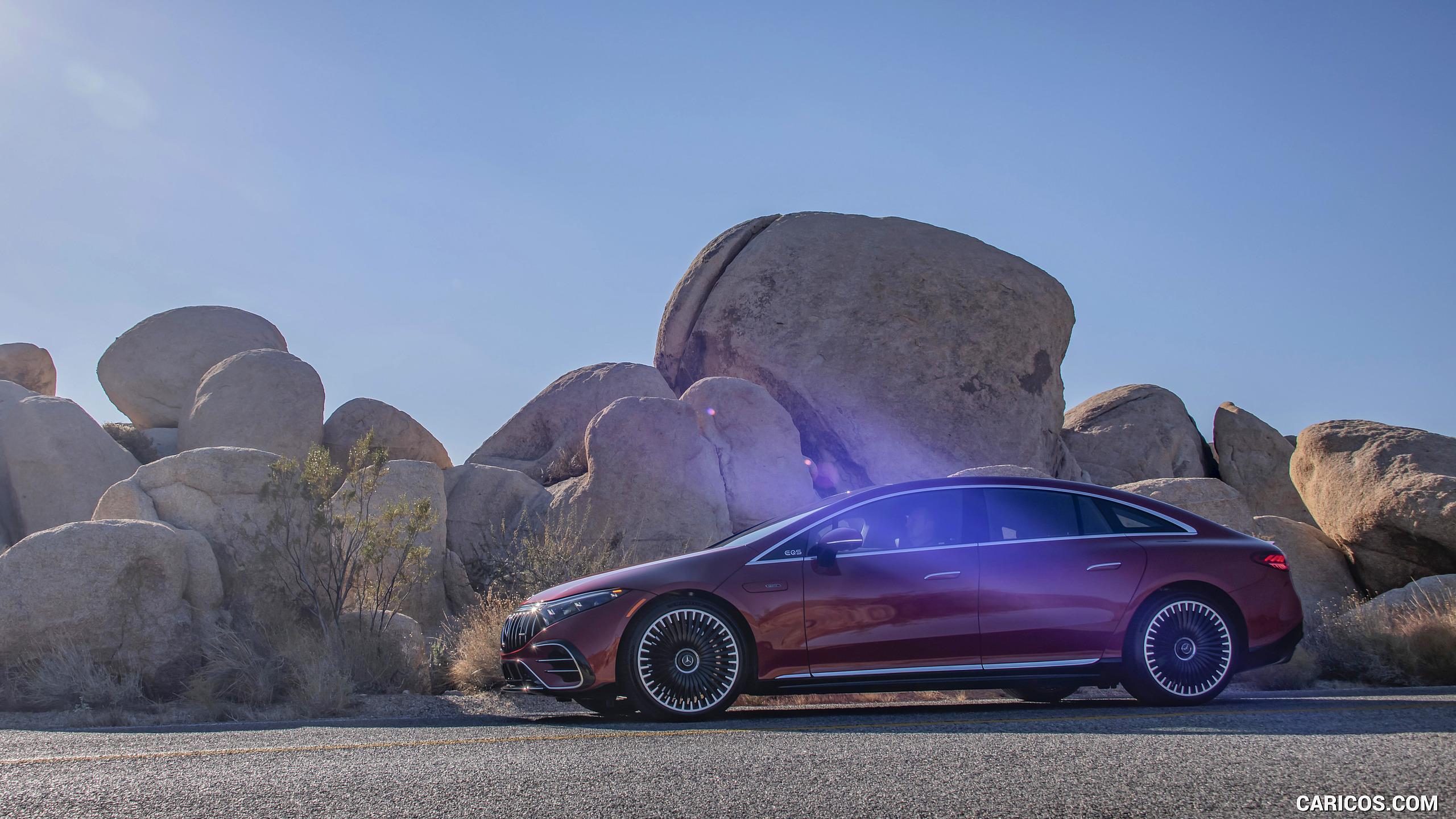 2022 Mercedes-AMG EQS 53 4MATIC+ (Color: Hyazinth Red Metallic) - Side, #56 of 76