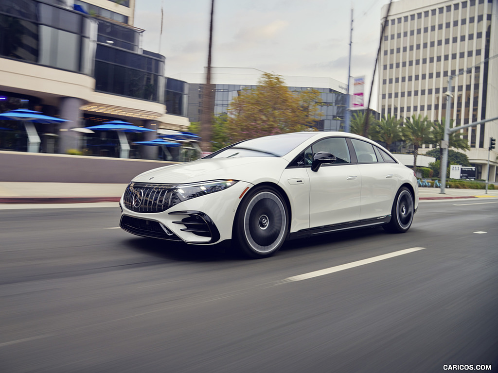 2022 Mercedes-AMG EQS 53 4MATIC+ (Color: Diamond White Bright) - Front Three-Quarter