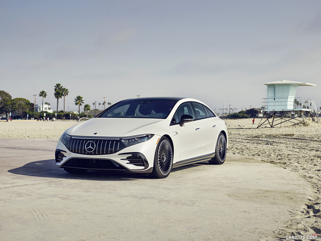 2022 Mercedes-AMG EQS 53 4MATIC+ (Color: Diamond White Bright) - Front Three-Quarter