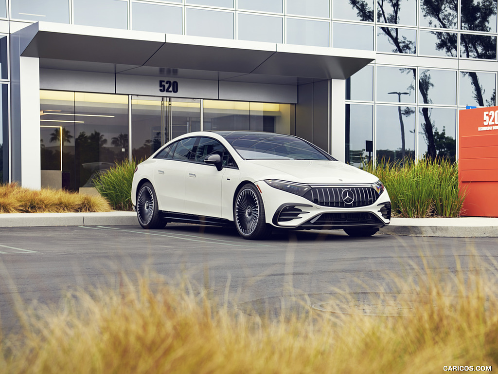 2022 Mercedes-AMG EQS 53 4MATIC+ (Color: Diamond White Bright) - Front Three-Quarter