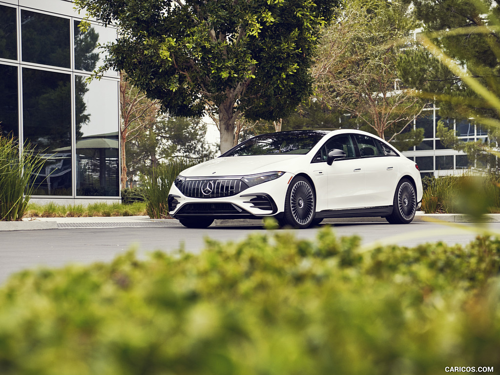 2022 Mercedes-AMG EQS 53 4MATIC+ (Color: Diamond White Bright) - Front Three-Quarter