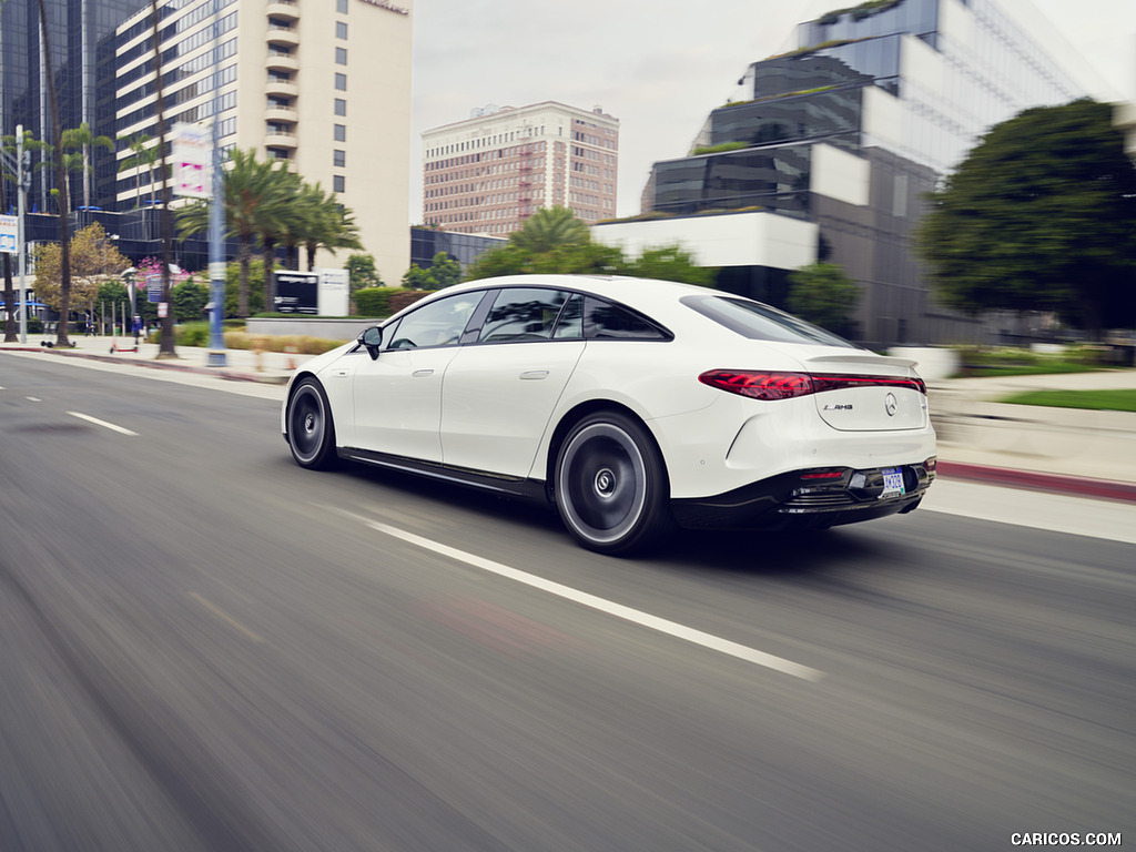 2022 Mercedes-AMG EQS 53 4MATIC+ (Color: Diamond White Bright) - Rear Three-Quarter