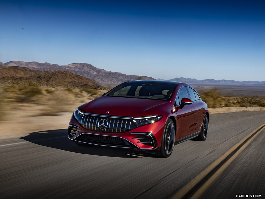 2022 Mercedes-AMG EQS 53 4MATIC+ (Color: Hyazinth Red Metallic) - Front Three-Quarter