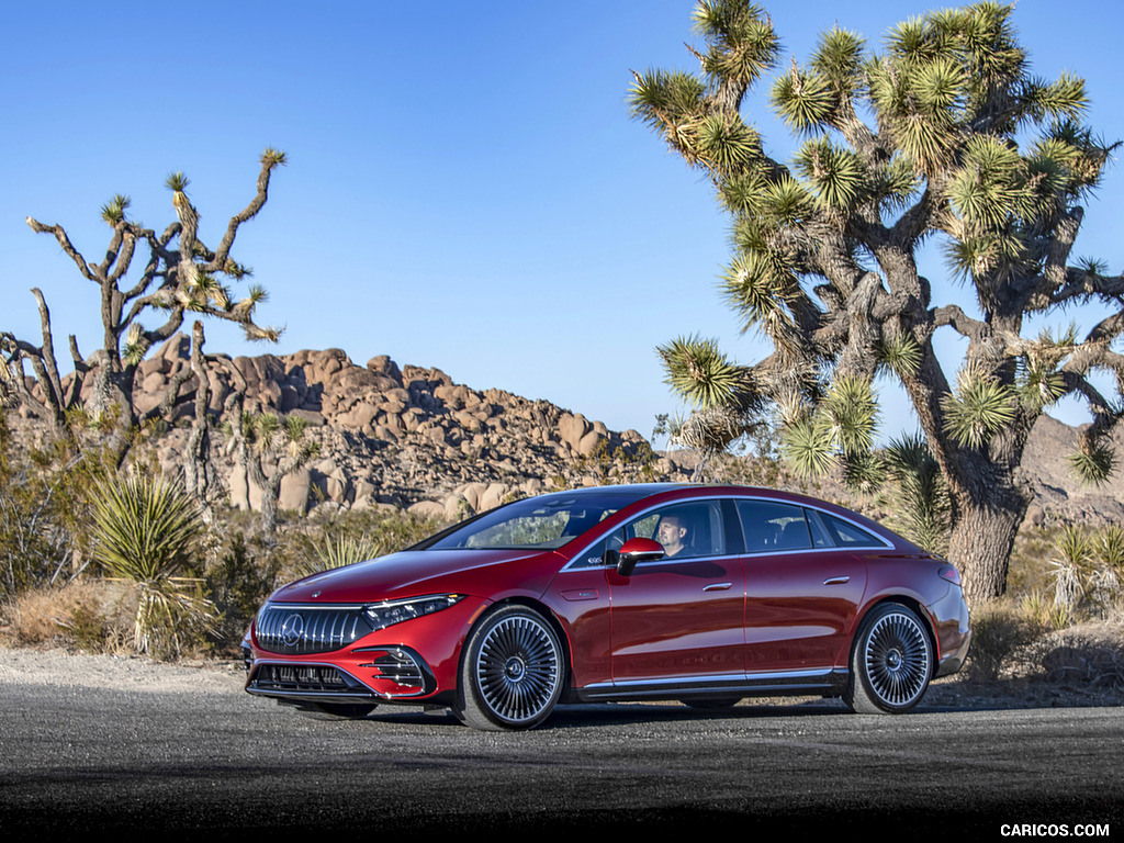 2022 Mercedes-AMG EQS 53 4MATIC+ (Color: Hyazinth Red Metallic) - Front Three-Quarter