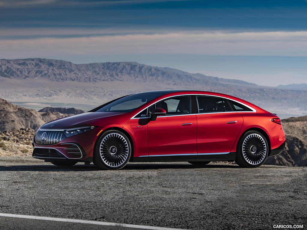 2022 Mercedes-AMG EQS 53 4MATIC+ (Color: Hyazinth Red Metallic) - Front Three-Quarter