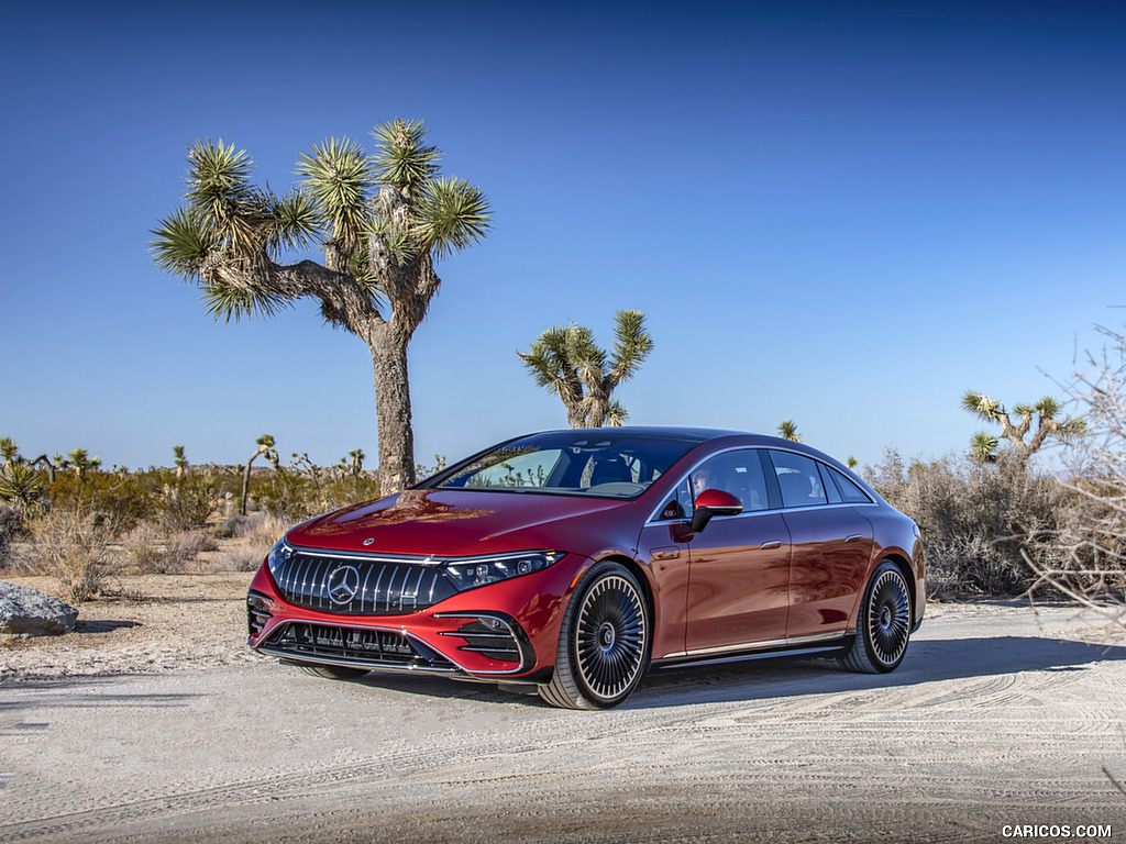 2022 Mercedes-AMG EQS 53 4MATIC+ (Color: Hyazinth Red Metallic) - Front Three-Quarter