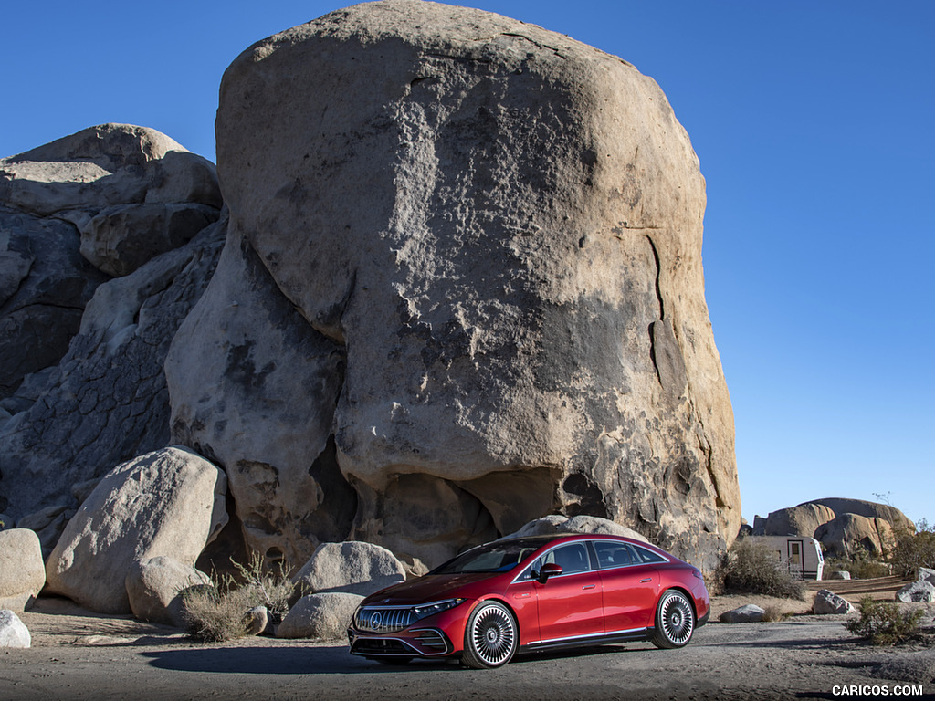 2022 Mercedes-AMG EQS 53 4MATIC+ (Color: Hyazinth Red Metallic) - Front Three-Quarter